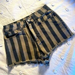 BDG- striped High Rise Cheeky denim shorts